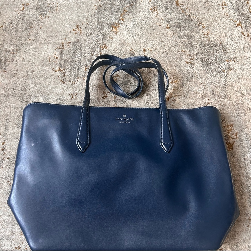 Kate Somerville Blue Laptop Bag with Leather Handles